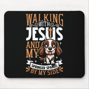 Tapis De Souris Jésus et chien - Anglais Springer Spaniel