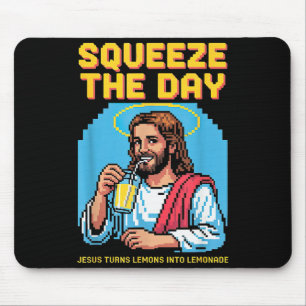 Tapis De Souris Jésus faisant de la limonade drôle chrétien hommes