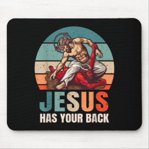 Tapis De Souris Jésus Jiu Jitsu Brésilien Vous Soutient Rétro