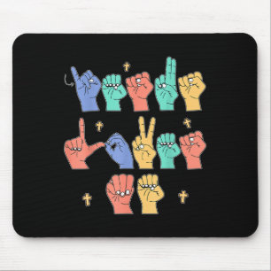 Tapis De Souris Jésus m'aime Asl chrétien Jésus tout-petit tu sign
