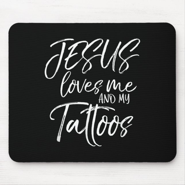 Tapis De Souris Jésus M'Aime Et Ma Chemise Tatouage Chrétienne (Devant)