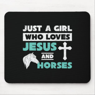 Tapis De Souris Jésus Prière Cheval Amoureux Filles Femmes Cheval 