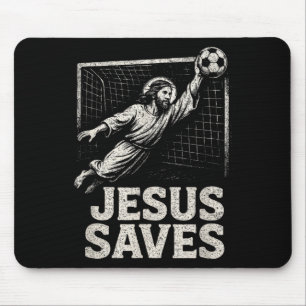 Tapis De Souris Jésus Sauve - Gardien de but de football Inspirati