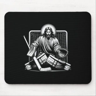 Tapis De Souris Jésus Sauve Gardien de but de hockey Christian