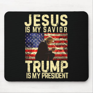 Tapis De Souris Jésus Trump Tee - Jésus Est Mon Seigneur Sauveur T