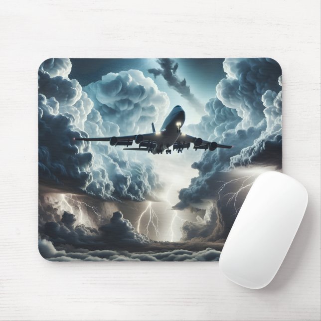 Tapis De Souris Jet volant à travers une tempête (Avec souris)