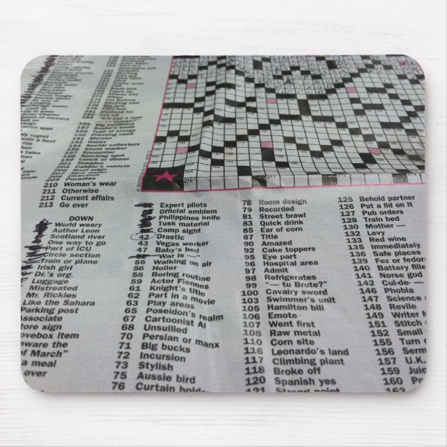 Tapis De Souris Jeu de mots croisé de journal de matin (Devant)