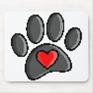 Tapis De Souris Jeu vidéo Retro 80s 8 bits Pixel Art Chien Paw