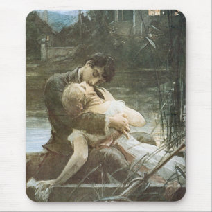 Tapis De Souris Jeune couple amoureux (baiser en bateau) Vintage