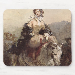 Tapis De Souris Jeune femme sur un cheval