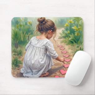 Tapis De Souris Jeune fille qui crée une voie cardiaque
