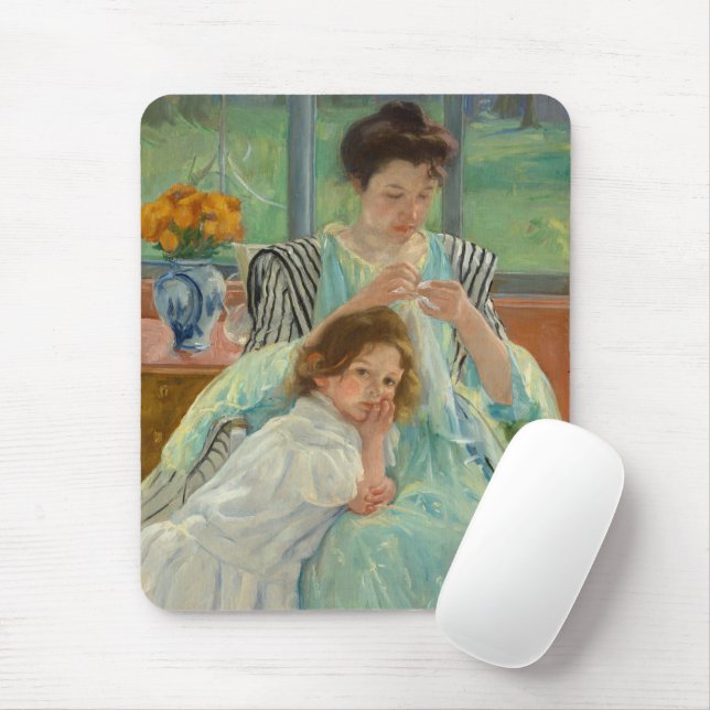 Tapis De Souris Jeune mère coudre | Mary Cassatt (Avec souris)