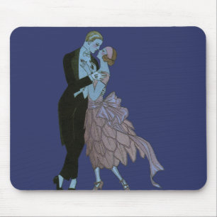 Tapis De Souris Jeunes mariés Art Déco vintage, danse de mariage d