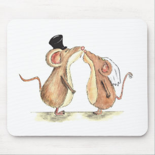 Tapis De Souris Jeunes mariés - embrassant des souris - cadeau