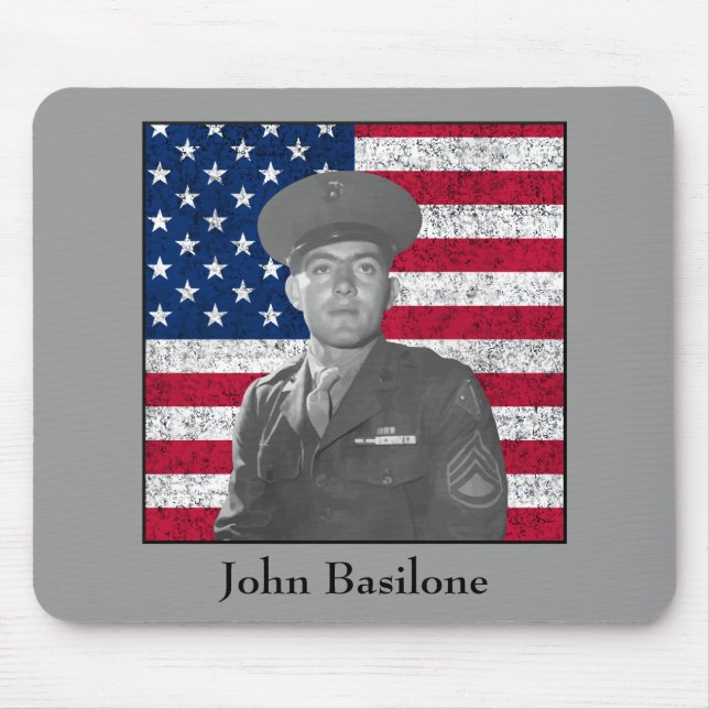Tapis De Souris John Basilone et le drapeau américain (Devant)
