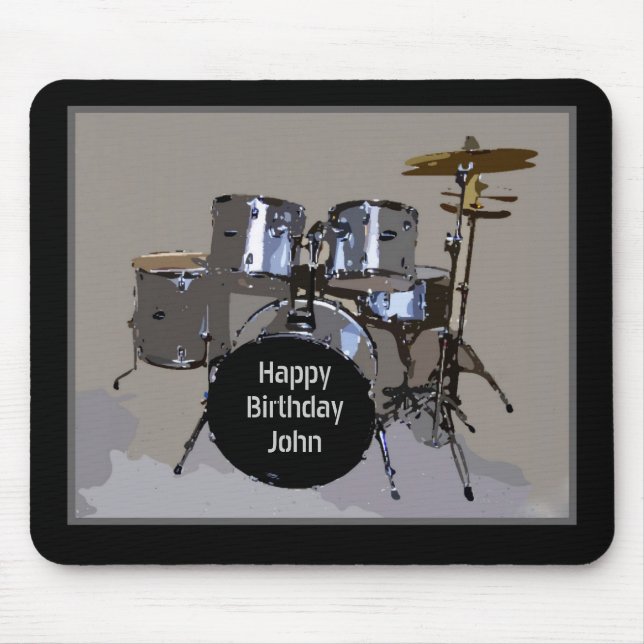 Tapis De Souris John, Joyeux anniversaire, batterie (Devant)