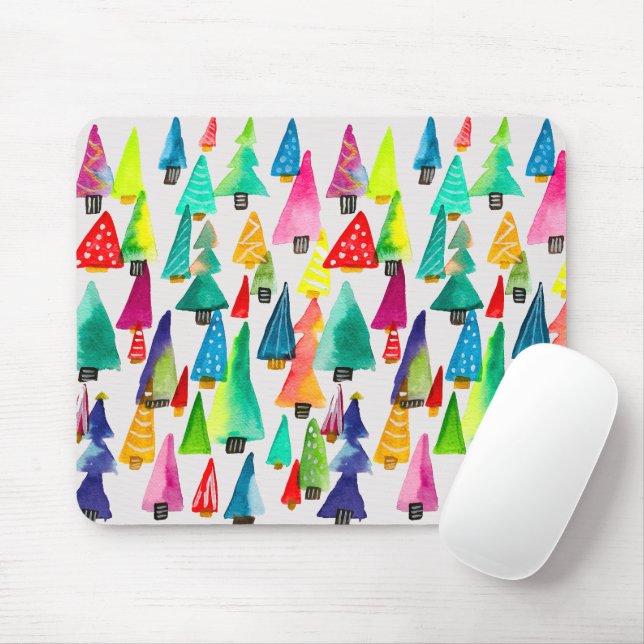 Tapis De Souris Joli aquarelle arbres de Noël (Avec souris)