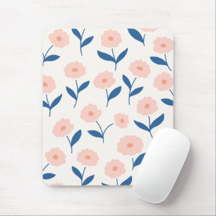 Tapis De Souris Joli Boho Chic Fleurs Rose Motif