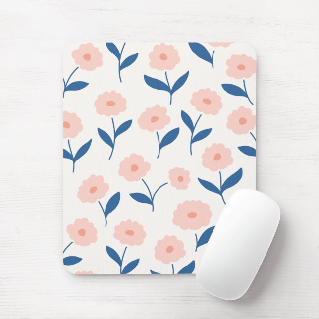 Tapis De Souris Joli Boho Chic Fleurs Rose Motif (Avec souris)