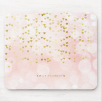 Joli Bokeh rose et Heart Gold Foil Confetti