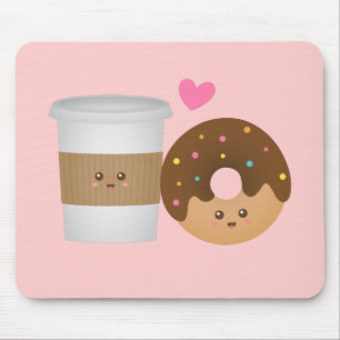 Tapis De Souris Joli café et donut amoureux, un duo parfait