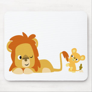 Tapis De Souris Joli caricature Lion Papa et Cub Mousepad