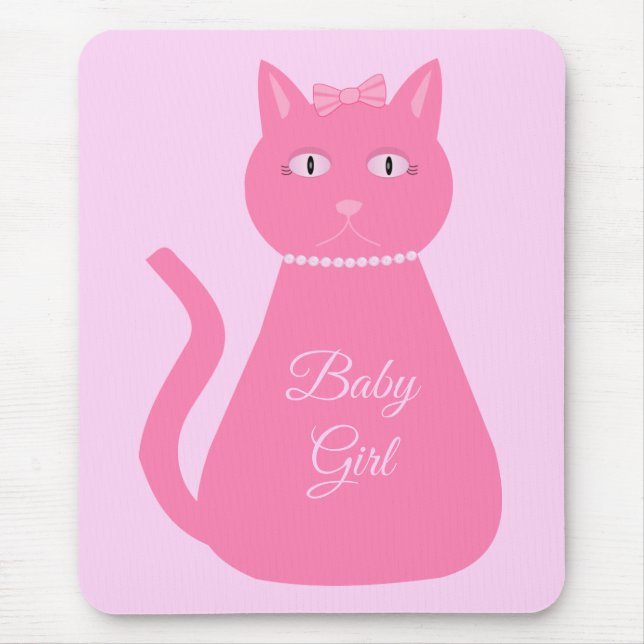 Tapis De Souris Joli chat fille rose sur mesure (Devant)