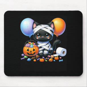 Tapis De Souris Joli chat noir d'Halloween Citrouille Farce ou Fri