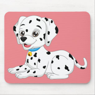 Tapis De Souris Joli chien de feu dalmatien de dessin animé rose 