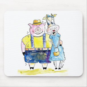 Tapis De Souris Joli Cochon et Vache Fantaisistes
