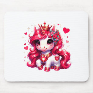 Tapis De Souris Joli cœur de licorne pour la Saint-Valentin filles