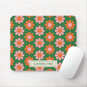 Tapis De Souris Joli Coloré Fleur Motif Vert rose Nom