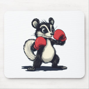 Tapis De Souris Joli costume de mouffette avec mitaines de boxe 