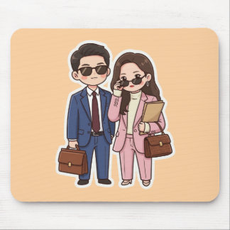 Tapis de souris joli couple d'avocats chibi de dra