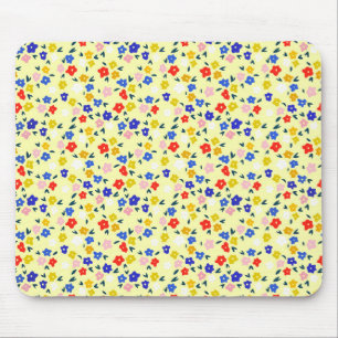Tapis De Souris Joli délicat floral mignon sur jaune pastel