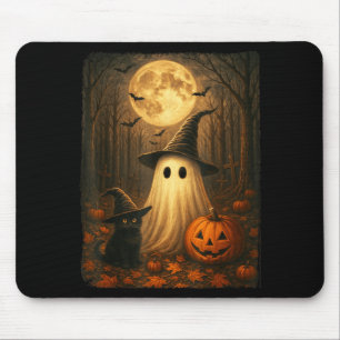 Tapis De Souris Joli Fantôme Chat Noir Halloween Sorcière Citrouil