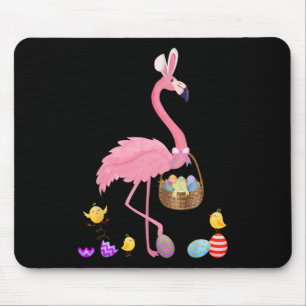 Tapis De Souris Joli Flamant rose Pâques Avec Panier Pâques Pâques
