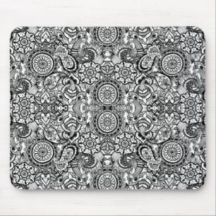 Tapis De Souris Joli floral paisley noir blanc