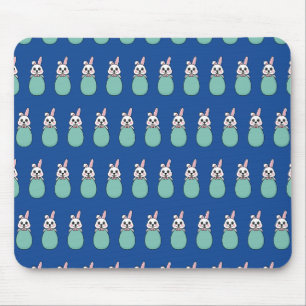 Tapis De Souris Joli lapin blanc tenant Motif d'oeufs de Pâques