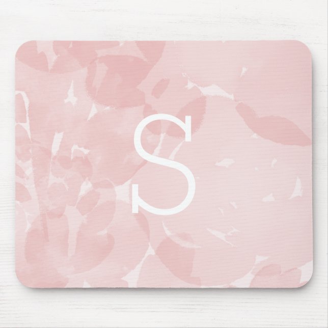 Tapis De Souris Joli monogramme rose d'aquarelle (Devant)