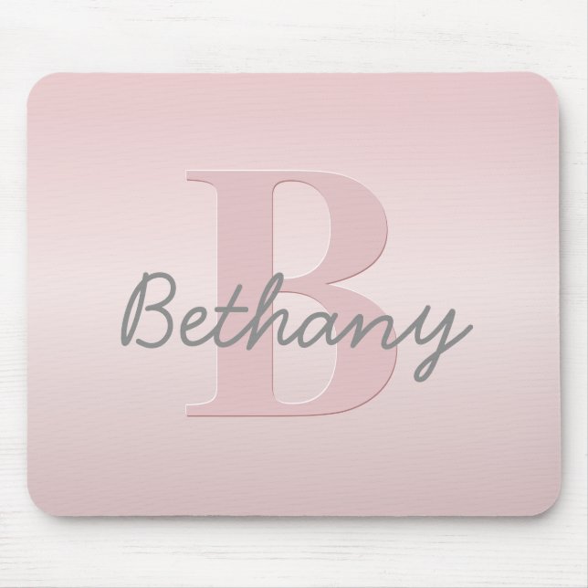 Tapis De Souris Joli Monogramme rose personnalisable et votre nom  (Devant)