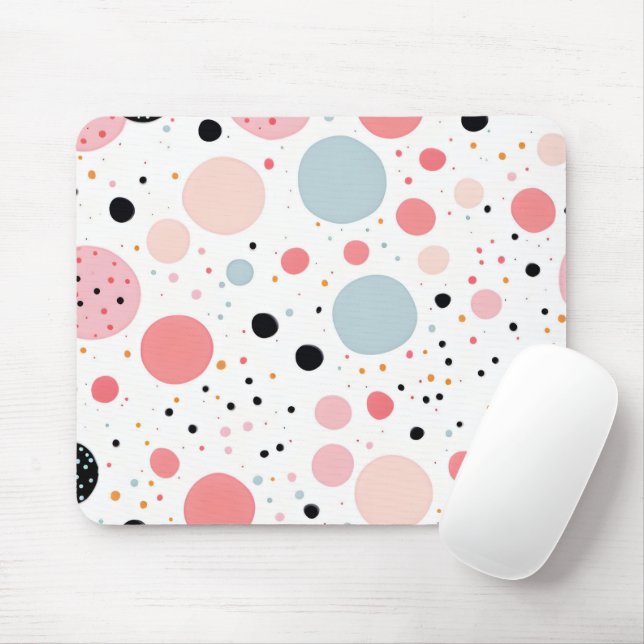 Tapis De Souris Joli motif à pois blanc (Avec souris)
