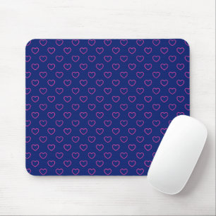 Tapis De Souris Joli motif bleu foncé avec coeurs roses