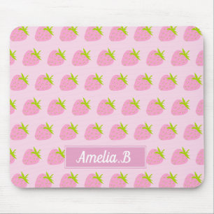 Tapis De Souris Joli motif personnalisé de fraise rose féminine