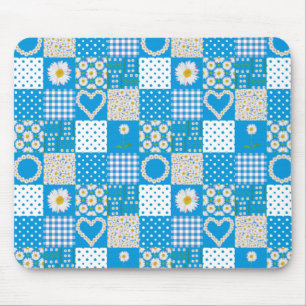 Tapis De Souris Joli Mousepad Bleu : Daisychains, Patchwork Faux