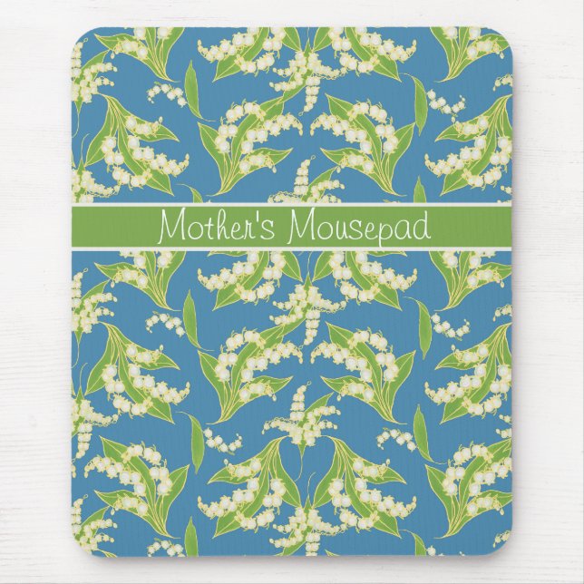 Tapis De Souris Joli Mousepad Floral : Lys de la Vallée, Bleu (Devant)
