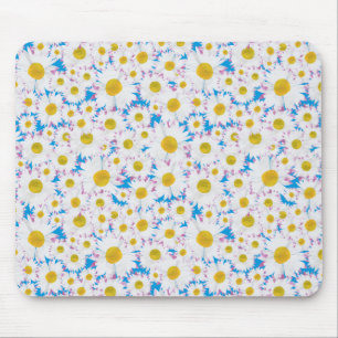 Tapis De Souris Joli Mousepad : Maisées blanches sur bleu