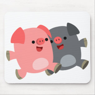 Tapis De Souris Joli Noir et Blanc Carton Pigs Mousepad