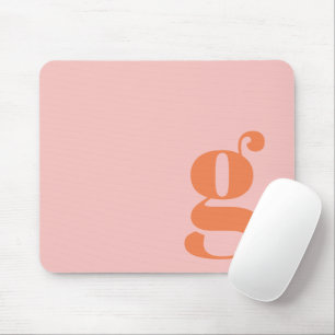 Tapis De Souris Joli Pastel rose orange Monogramme rétro Lettres