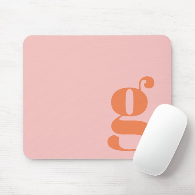 Tapis De Souris Joli Pastel rose orange Monogramme rétro Lettres (Avec souris)
